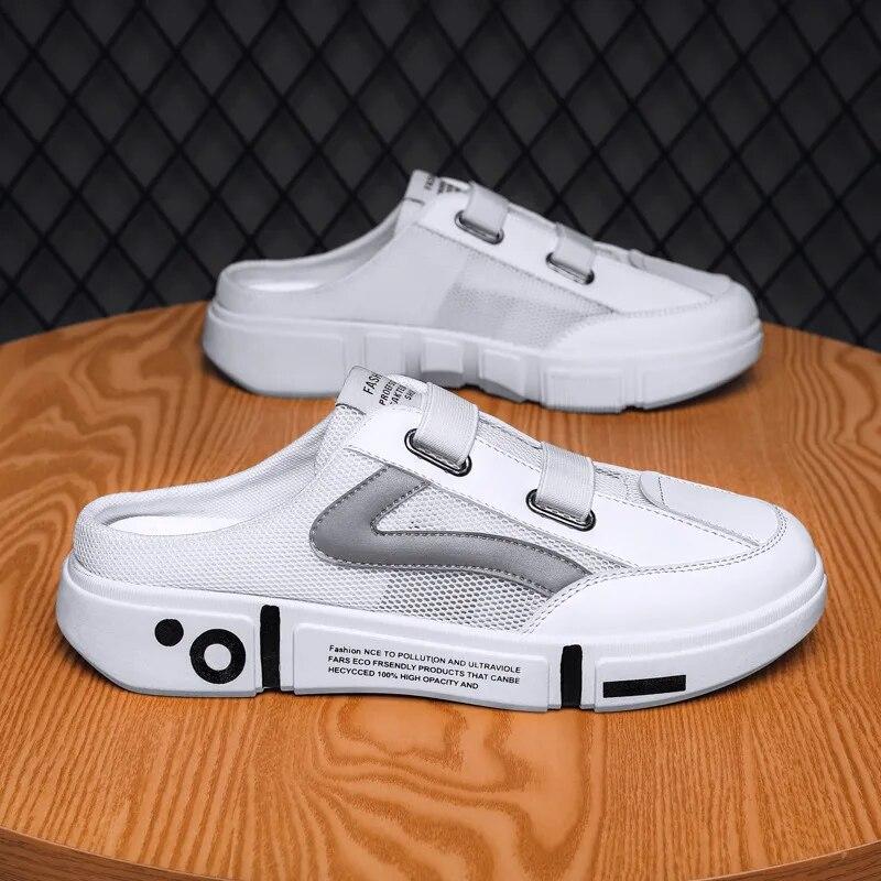 Men’s White Half Slippers