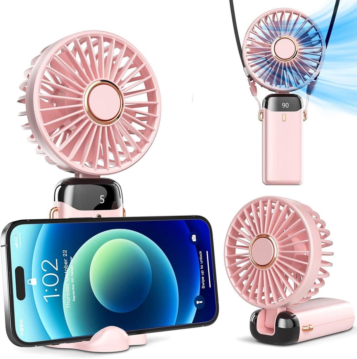 3-in-1 Portable Handheld Fan with LED Display